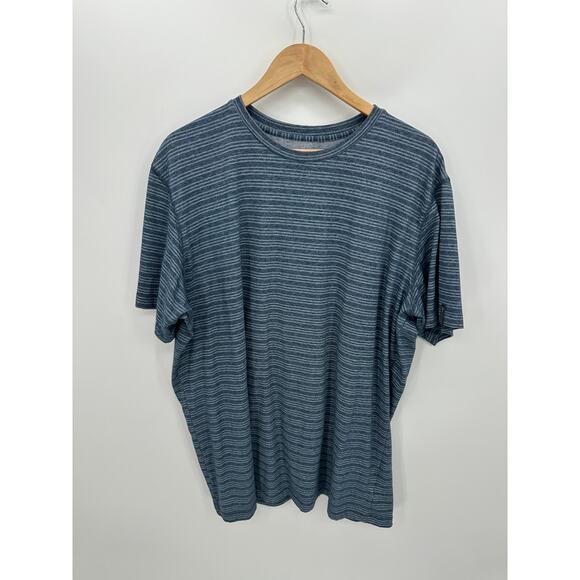 Columbia Omni-wick Advanced Evaporation Short Sleeve Tee Men XXL Blue Striped - Picture 1 of 6
